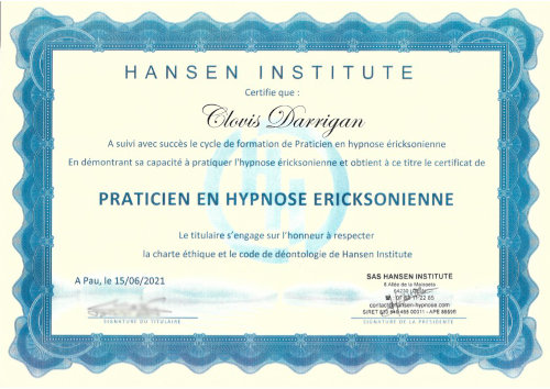 Certificat Praticien hypnose